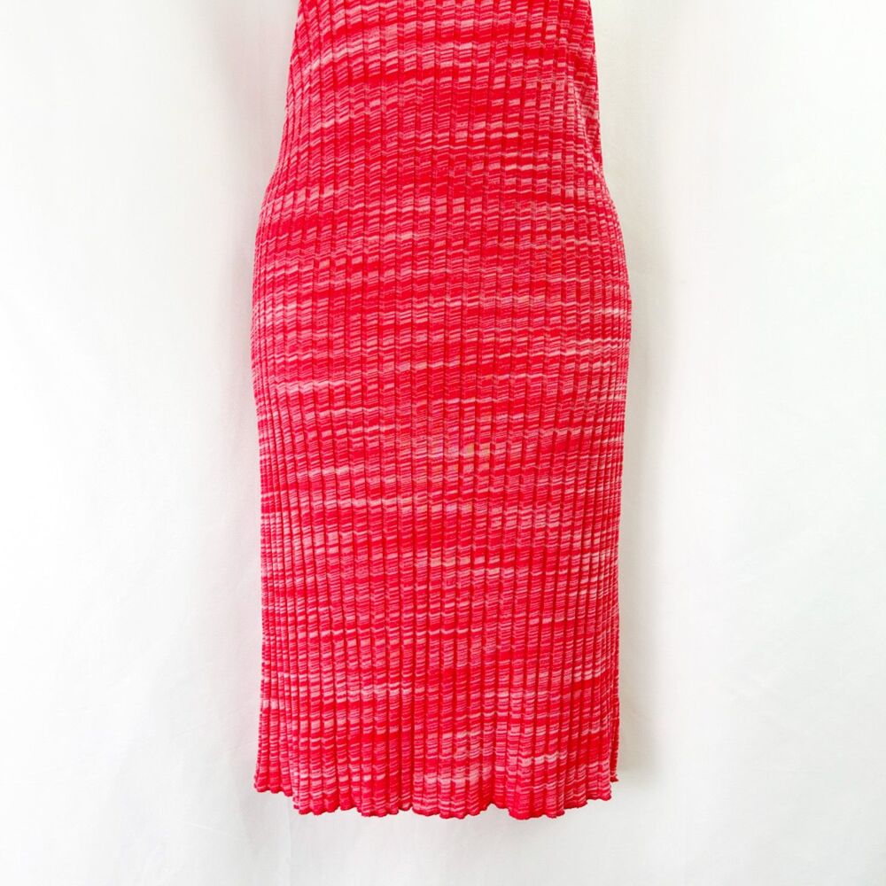 ZARA Pink Ribbed Knit Midi Dress (M) Keyhole Open Back Stretch Sleeveless Tank - Picture 5 of 14